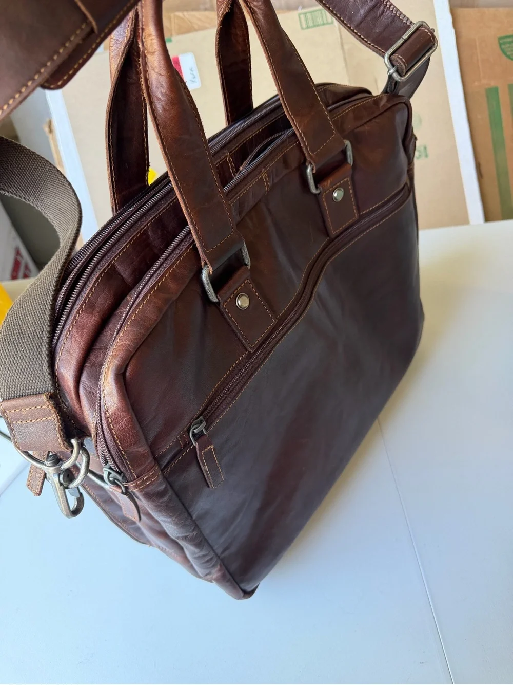 Jack Georges Professional Briefcase Brown Leather Briefcase Messenger Bag